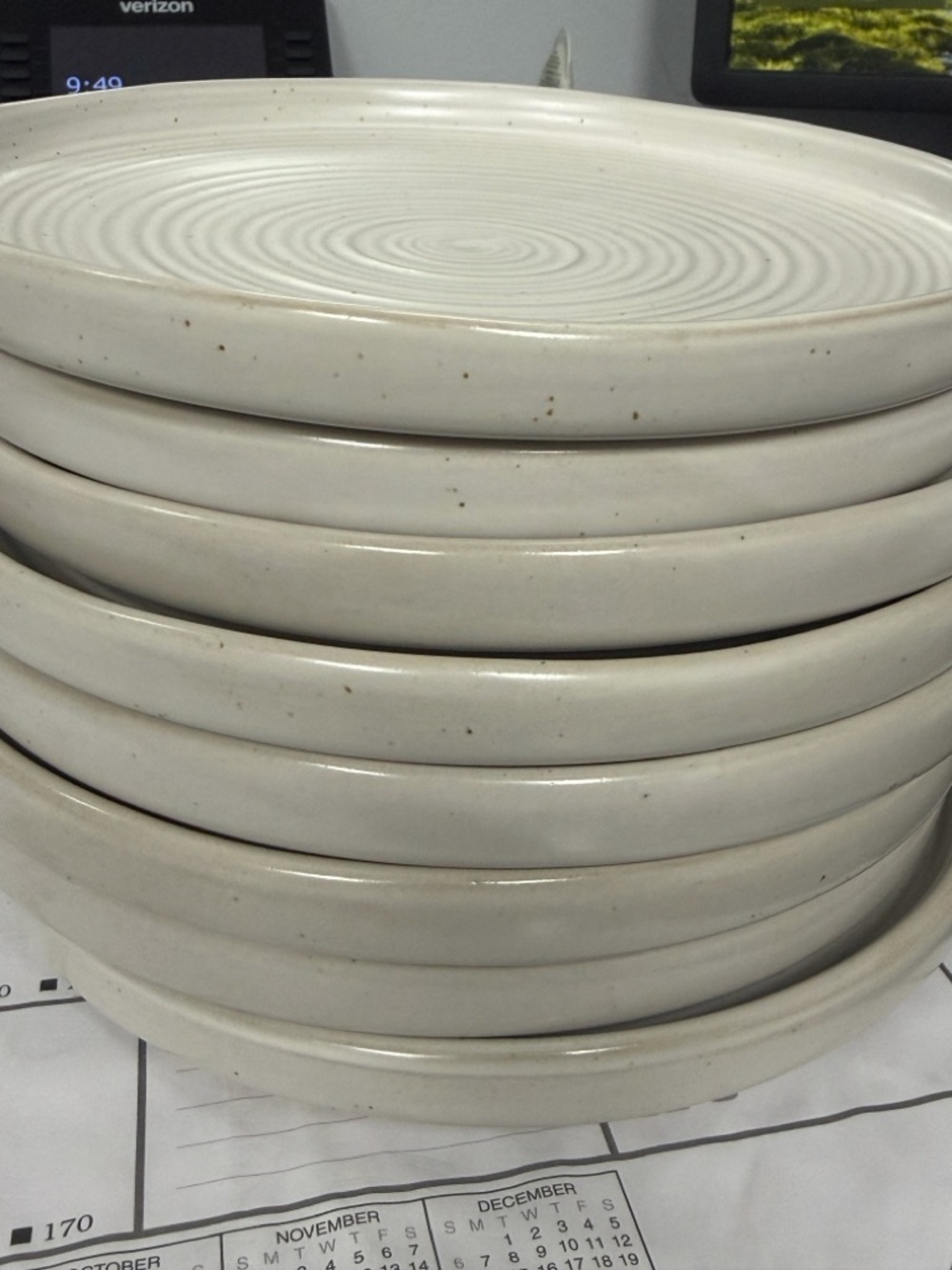 Threshold Off-White Speckled Ceramic Stackable Plates